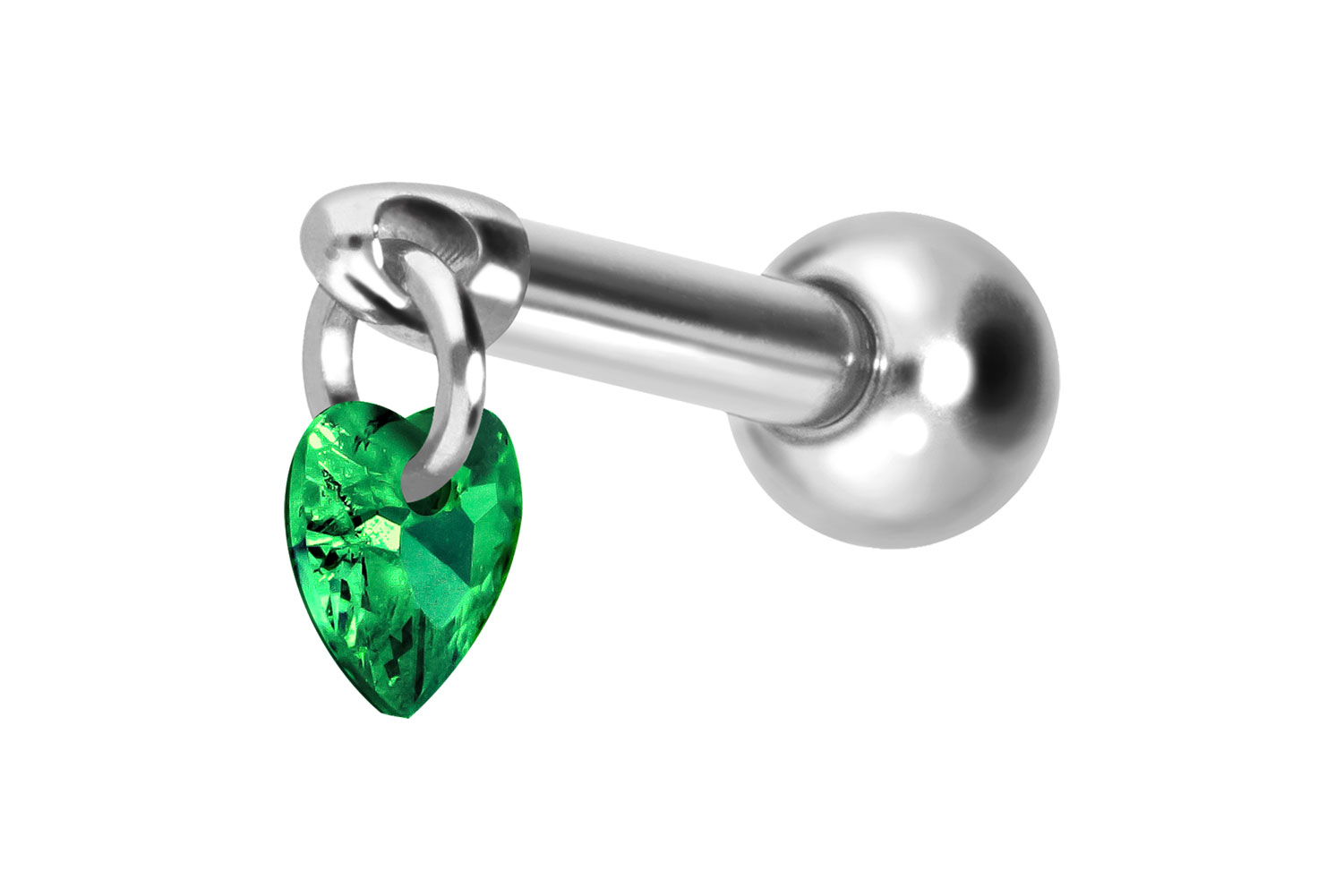 Titan Ohrpiercing mit Innengewinde KRISTALLHERZ